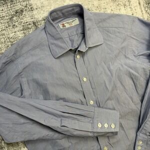 Turnbull & Asser Dress Shirt Mens 15.5 Blue Micro Striped Cotton Classic Fit